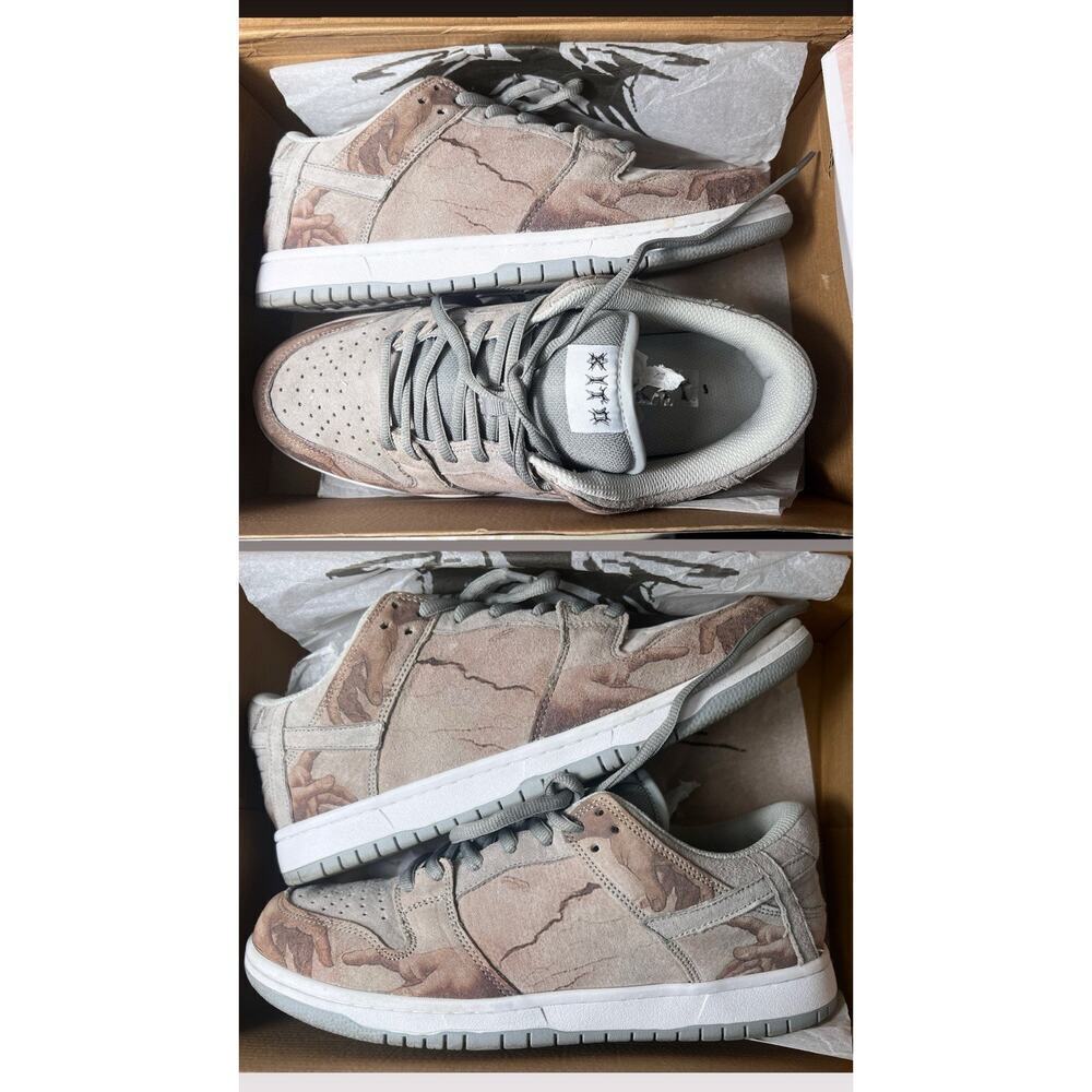 Kito Wares “Creation of Adam” Sneakers Size 10.5 Men’s | Gray Suede Art Low Tops